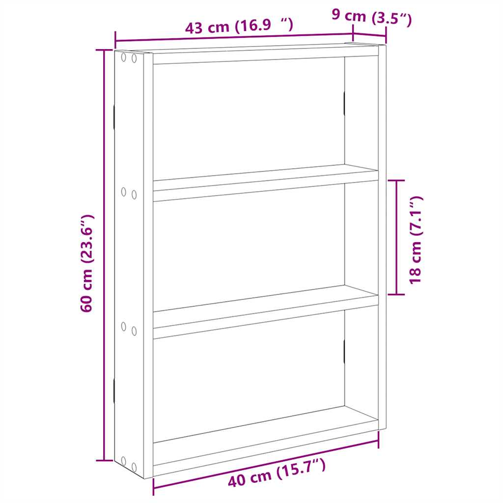 Scaffale a Muro Grigio Cemento 43x9x60 cm in Truciolato 860052