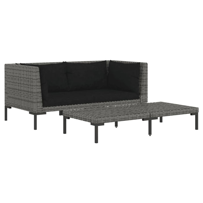 Set 3Divani Giardino B-Stock Grigio Scuro Polyrattan MezzoTondo 31860699999