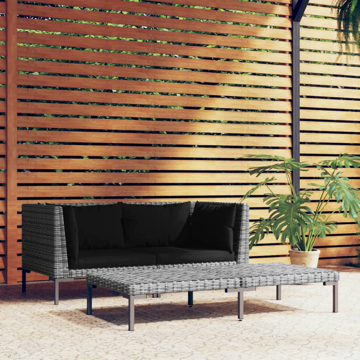 Set 3Divani Giardino B-Stock Grigio Scuro Polyrattan MezzoTondo 31860699999