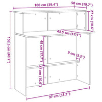 Banco Reception Rovere Fumo 100x50x103,5cm in Legno Multistrato 859028