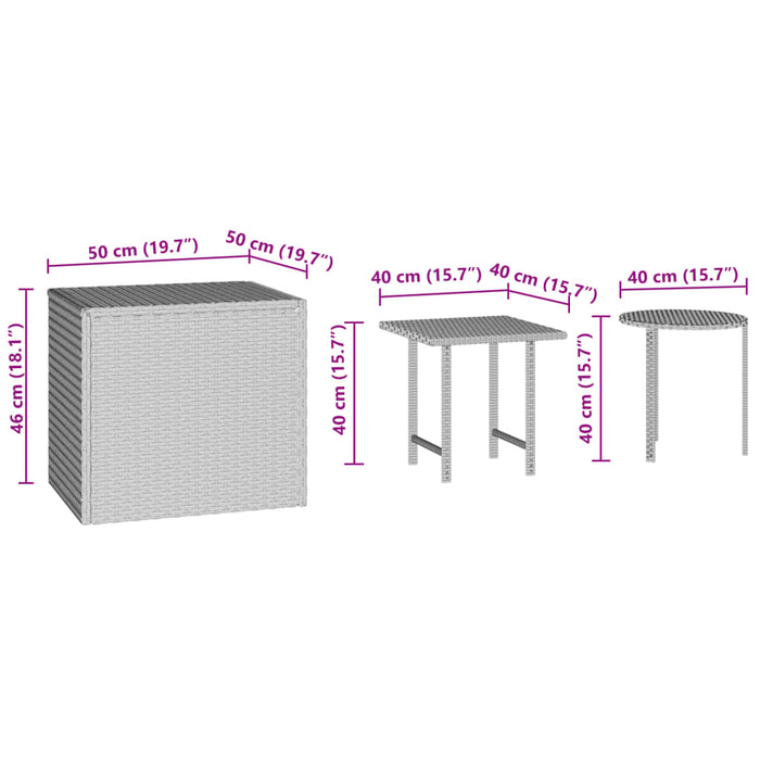 Tavolini da Giardino 3 pz Neri in Polyrattan 3324831