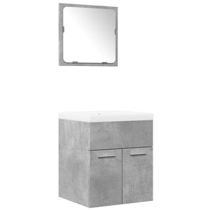 Set Mobili da Bagno 3 pz Grigio Cemento in Legno Multistrato 3324861