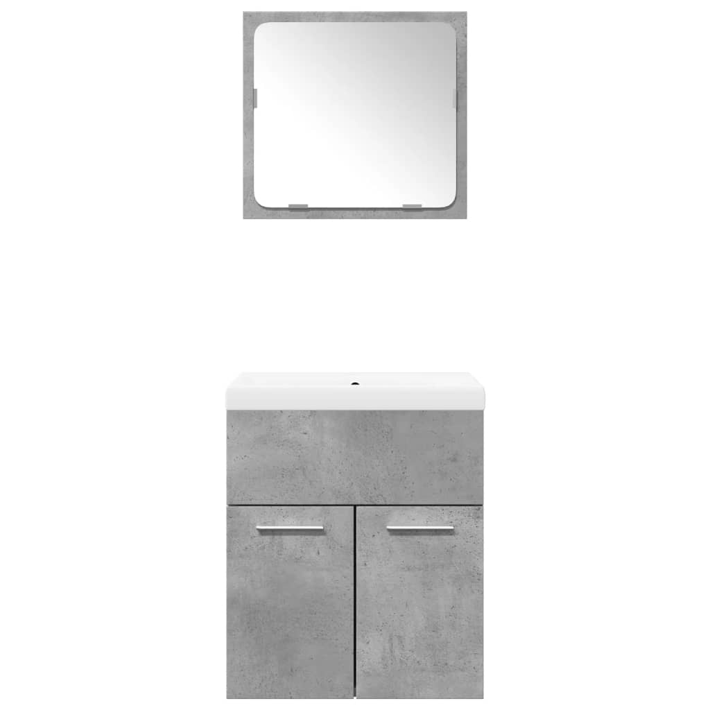 Set Mobili da Bagno 3 pz Grigio Cemento in Legno Multistrato 3324861