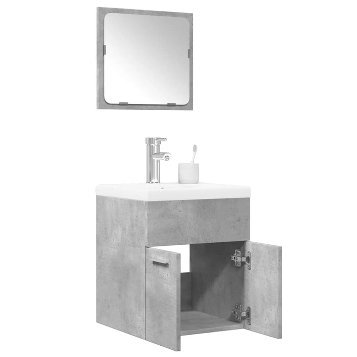 Set Mobili da Bagno 3 pz Grigio Cemento in Legno Multistrato 3324861