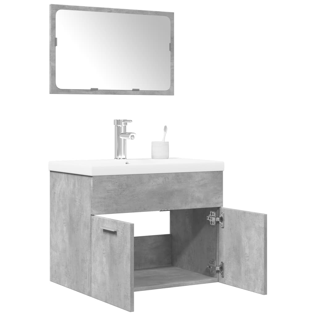 Set Mobili da Bagno 3 pz Grigio Cemento in Legno Multistrato 3324862