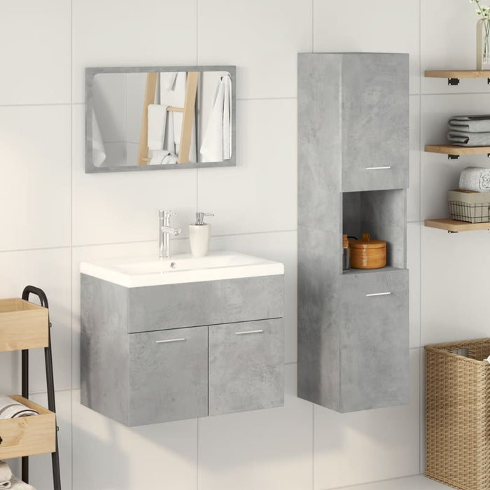 Set Mobili da Bagno 3 pz Grigio Cemento in Legno Multistrato 3324868