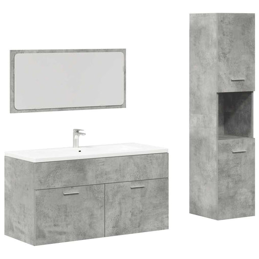 Set Mobili da Bagno 3 pz Grigio Cemento in Legno Multistrato 3324869