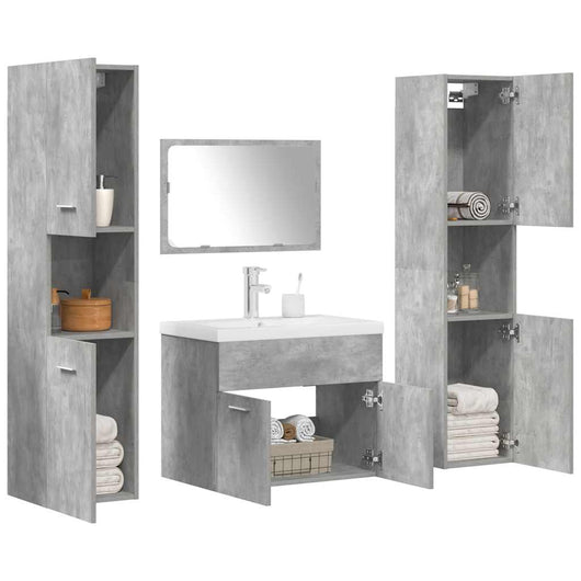 Set Mobili da Bagno 5 pz Grigio Cemento in Legno Multistrato 3324905