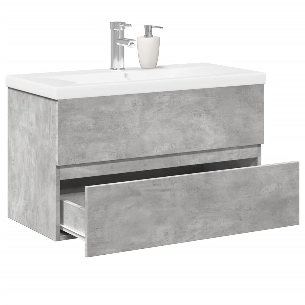 Set Mobili da Bagno 2 pz Grigio Cemento in Legno Multistrato 3324909