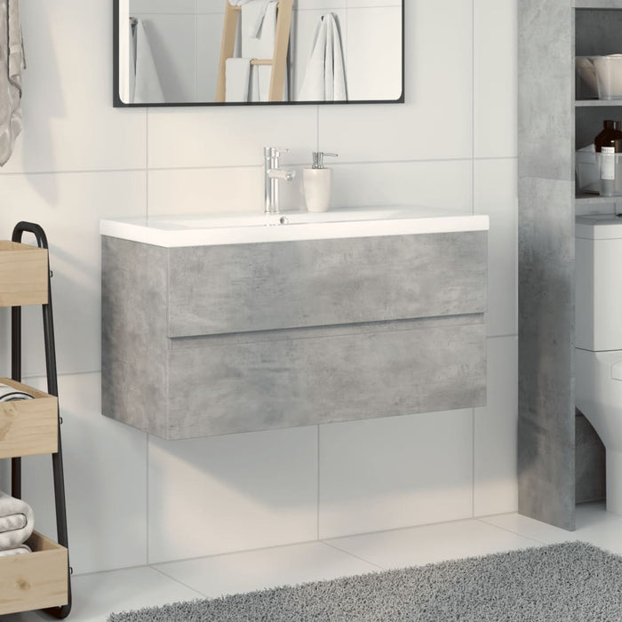 Set Mobili da Bagno 2 pz Grigio Cemento in Legno Multistrato 3324910