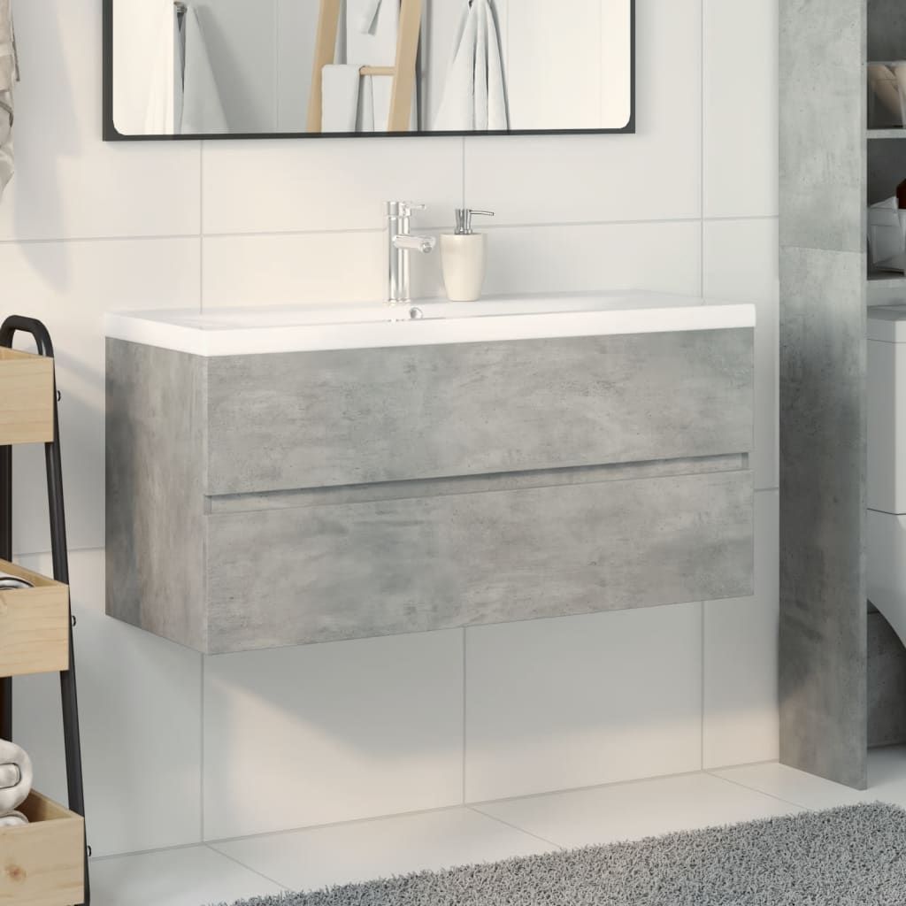 Set Mobili da Bagno 2 pz Grigio Cemento in Legno Multistrato 3324911