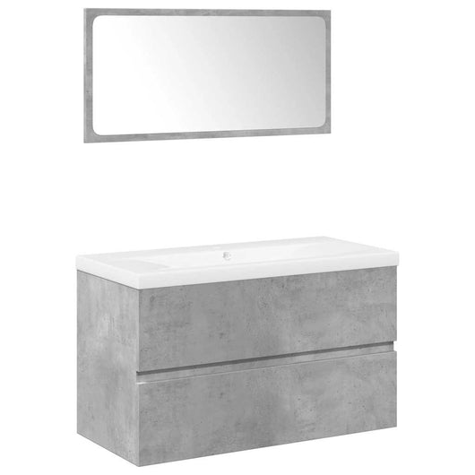 Set Mobili da Bagno 3 pz Grigio Cemento in Legno Multistrato 3324912