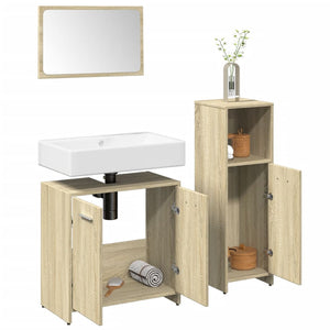 Set Mobili da Bagno 3 pz Rovere Sonoma in Legno Multistrato 3324971