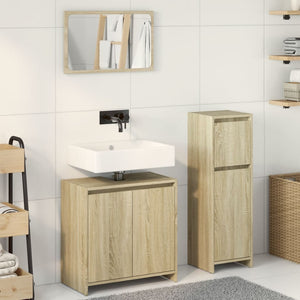 Set Mobili da Bagno 3 pz Rovere Sonoma in Legno Multistrato 3324973