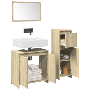 Set Mobili da Bagno 3 pz Rovere Sonoma in Legno Multistrato 3324973