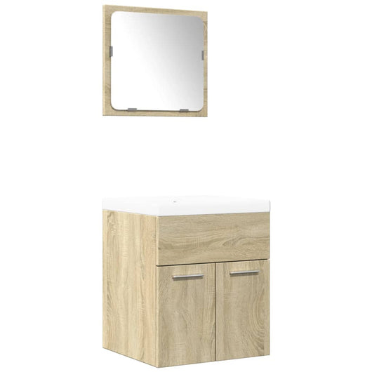 Set Mobili da Bagno 3 pz Rovere Sonoma in Legno Multistrato 3324986