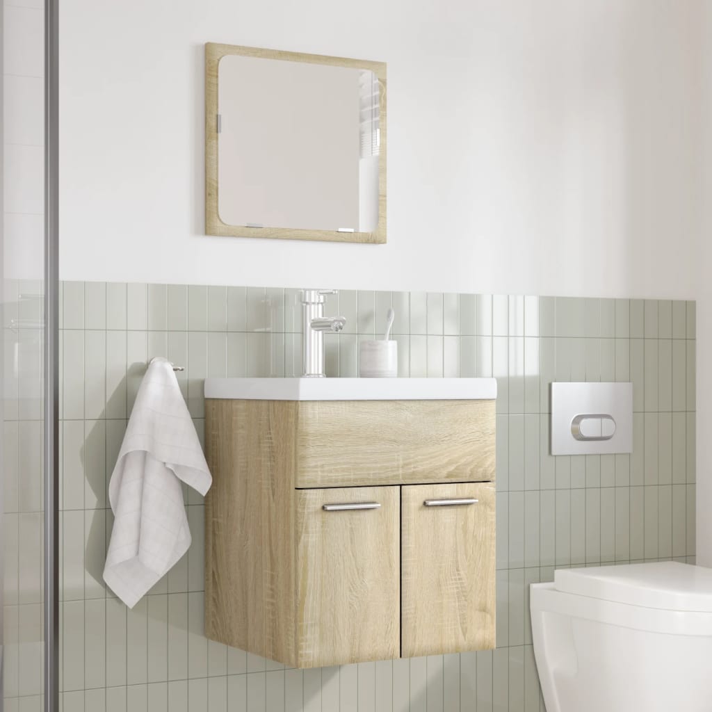 Set Mobili da Bagno 3 pz Rovere Sonoma in Legno Multistrato 3324986