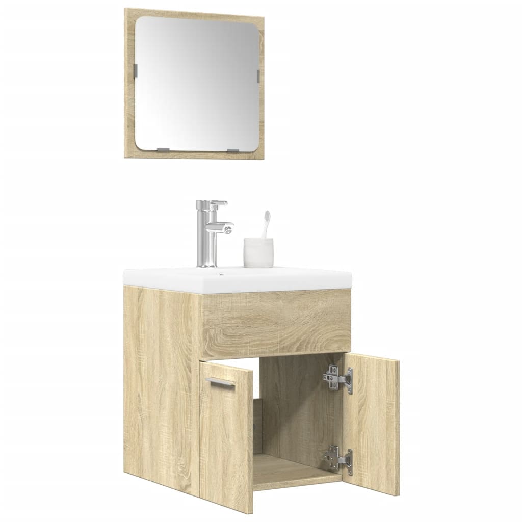 Set Mobili da Bagno 3 pz Rovere Sonoma in Legno Multistrato 3324986