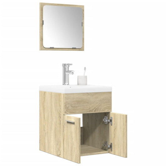 Set Mobili da Bagno 3 pz Rovere Sonoma in Legno Multistrato 3324986