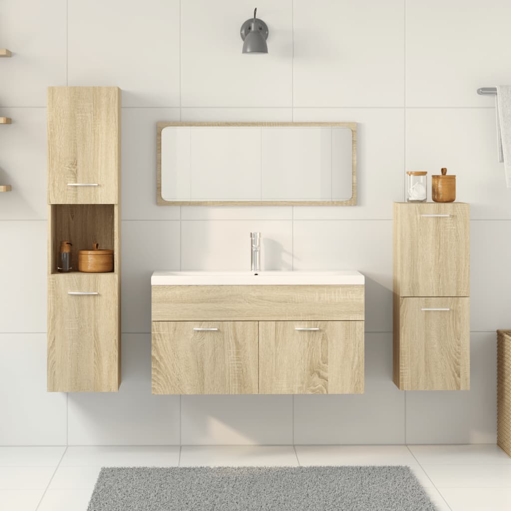 Set Mobili da Bagno 4 pz Rovere Sonoma in Legno Multistrato 3324991