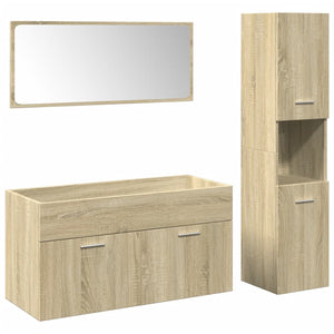 Set Mobili da Bagno 3 pz Rovere Sonoma in Legno Multistrato 3324994