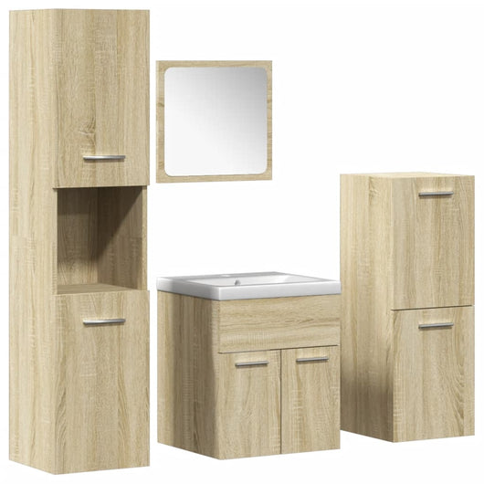 Set Mobili da Bagno 5 pz Rovere Sonoma in Legno Multistrato 3325001