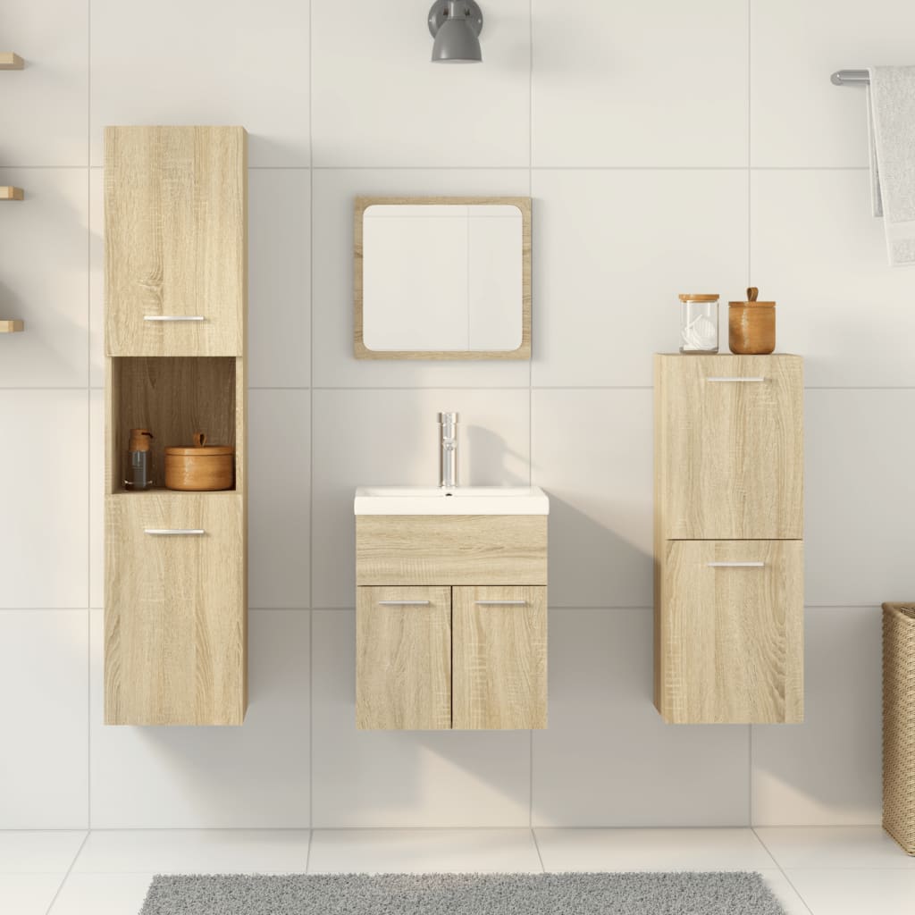 Set Mobili da Bagno 5 pz Rovere Sonoma in Legno Multistrato 3325001