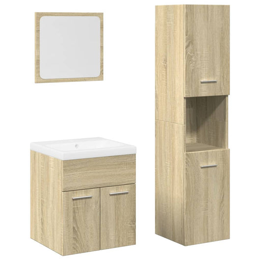 Set Mobili da Bagno 4 pz Rovere Sonoma in Legno Multistrato 3325004