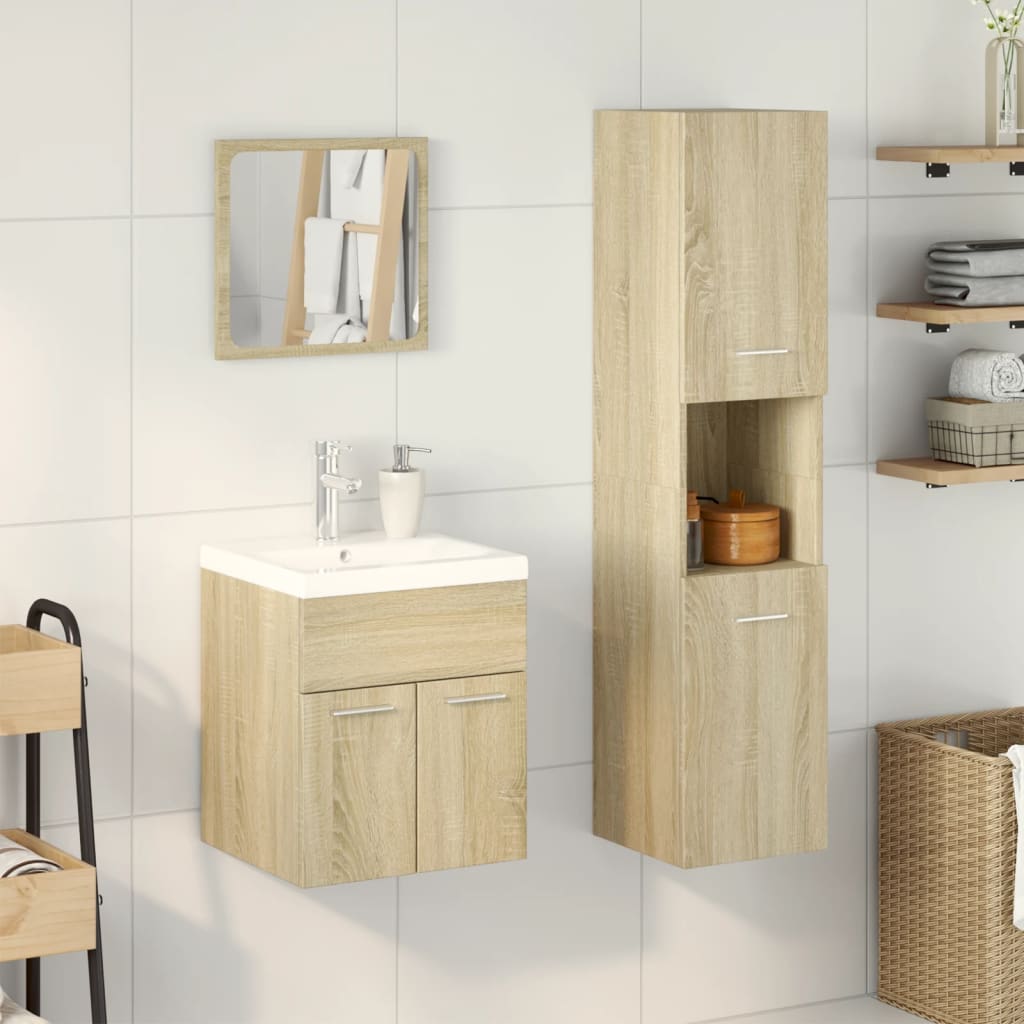 Set Mobili da Bagno 4 pz Rovere Sonoma in Legno Multistrato 3325004