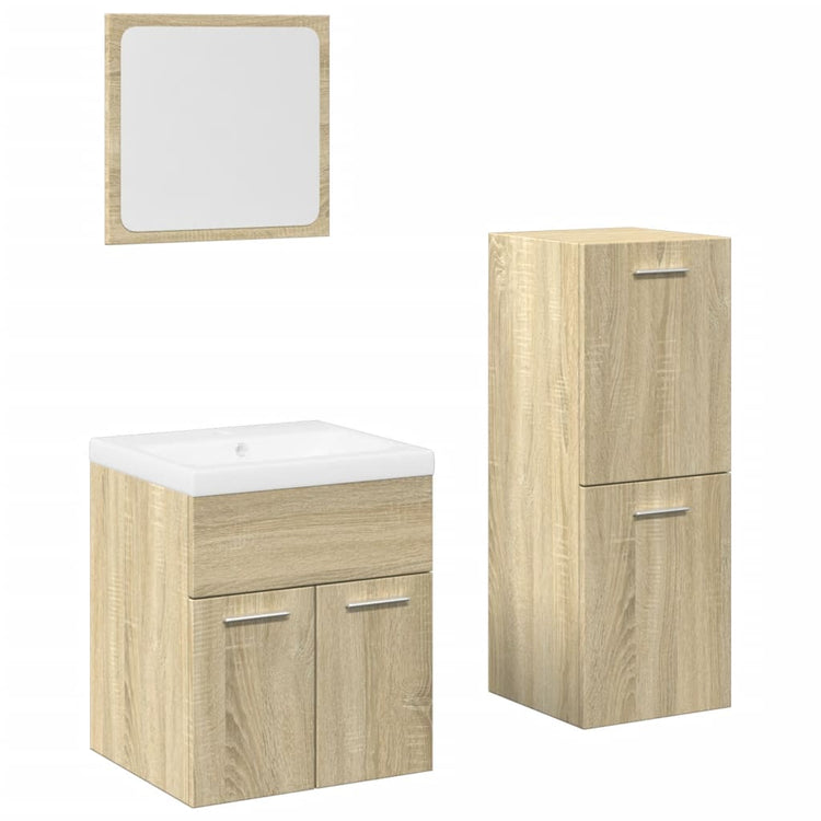 Set Mobili da Bagno 4 pz Rovere Sonoma in Legno Multistrato 3325007