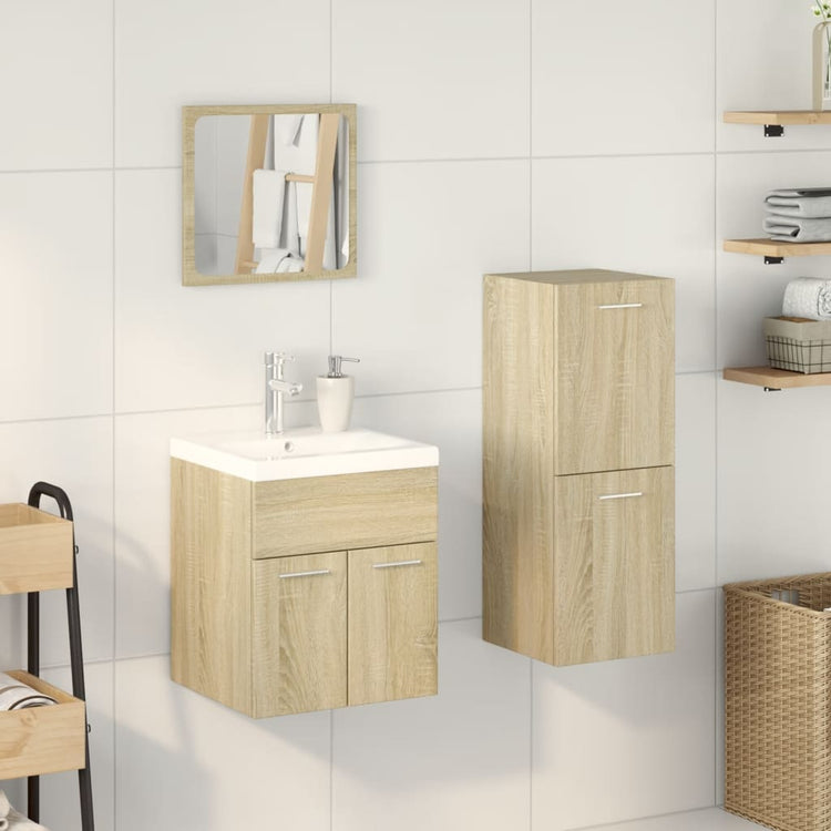 Set Mobili da Bagno 4 pz Rovere Sonoma in Legno Multistrato 3325007