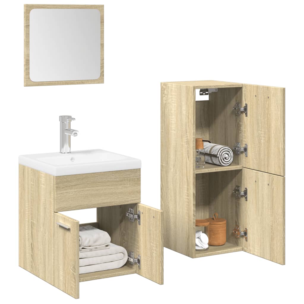 Set Mobili da Bagno 4 pz Rovere Sonoma in Legno Multistrato 3325007