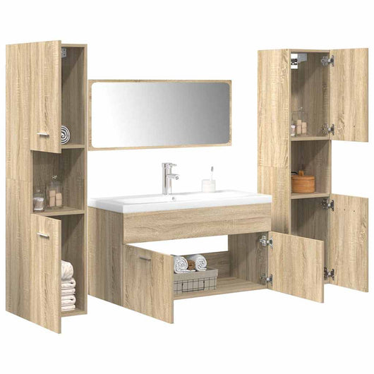 Set Mobili da Bagno 5 pz Rovere Sonoma in Legno Multistrato 3325031