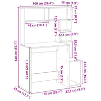 Scrivania con Mensole Bianca 100x45x140 cm in Legno Multistrato 860436