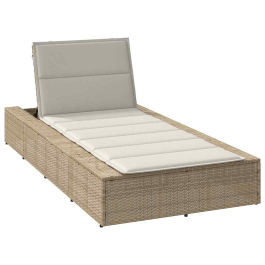 Lettino Prendisole con Cuscino Galleggiante Beige in Polyrattan 4104206