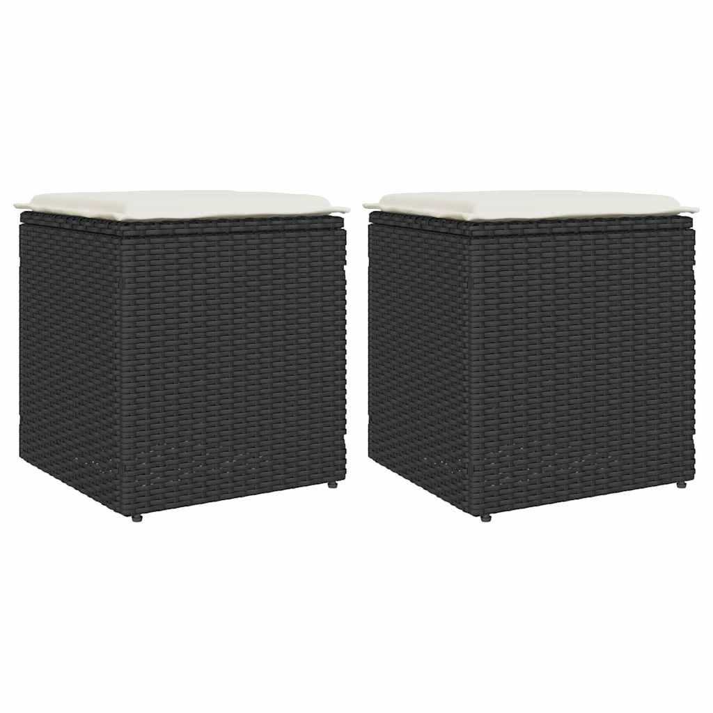 Sgabelli Giardino con Cuscini 2 pz Nero 40x40x43 cm Polyrattan 4104039