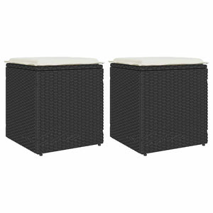 Sgabelli Giardino con Cuscini 2 pz Nero 40x40x43 cm Polyrattan 4104039