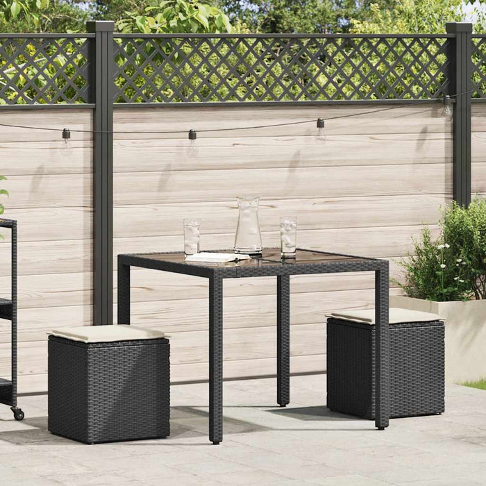 Sgabelli Giardino con Cuscini 2 pz Nero 40x40x43 cm Polyrattan 4104039