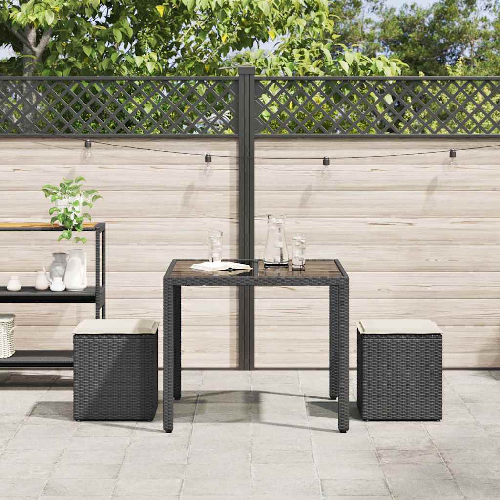 Sgabelli Giardino con Cuscini 2 pz Nero 40x40x43 cm Polyrattan 4104039