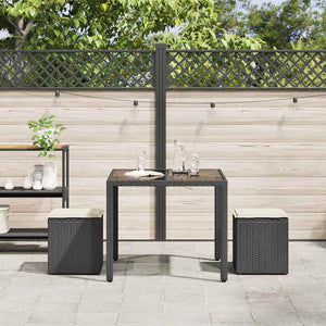 Sgabelli Giardino con Cuscini 2 pz Nero 40x40x43 cm Polyrattan 4104039