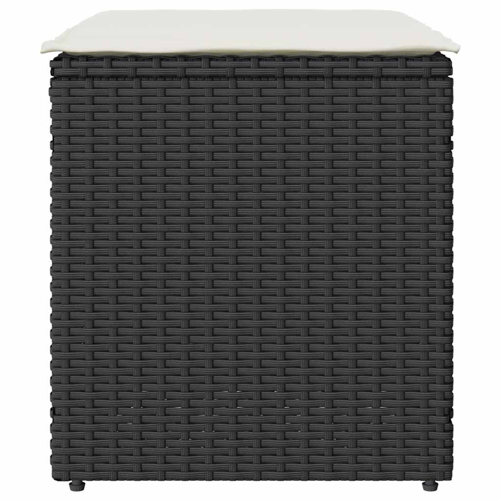 Sgabelli Giardino con Cuscini 2 pz Nero 40x40x43 cm Polyrattan 4104039