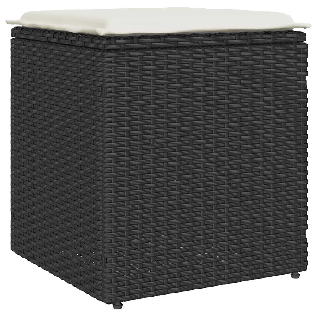 Sgabelli Giardino con Cuscini 2 pz Nero 40x40x43 cm Polyrattan 4104039