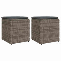 Sgabelli Giardino con Cuscini 2 pz Grigio 40x40x43cm Polyrattan 4104041