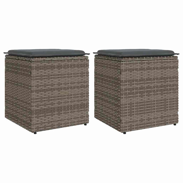 Sgabelli Giardino con Cuscini 2 pz Grigio 40x40x43cm Polyrattan 4104041