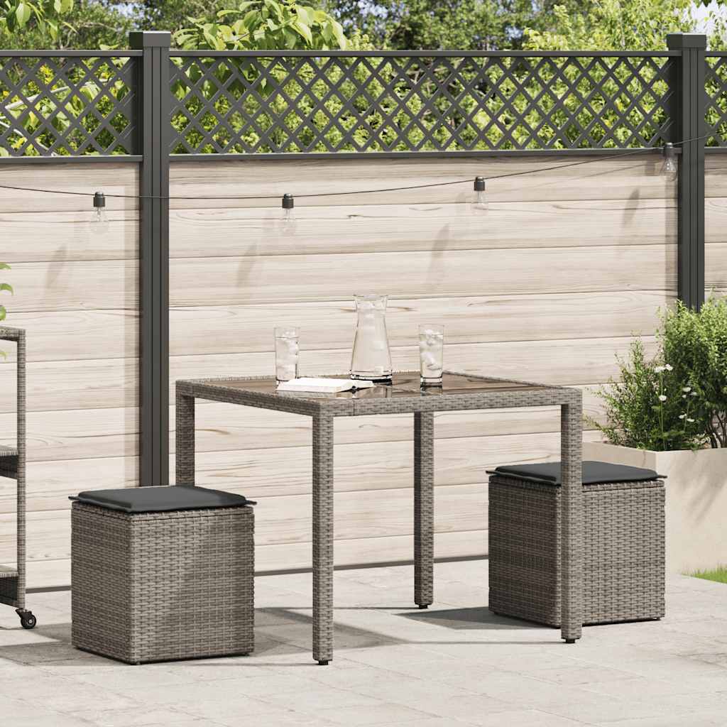 Sgabelli Giardino con Cuscini 2 pz Grigio 40x40x43cm Polyrattan 4104041