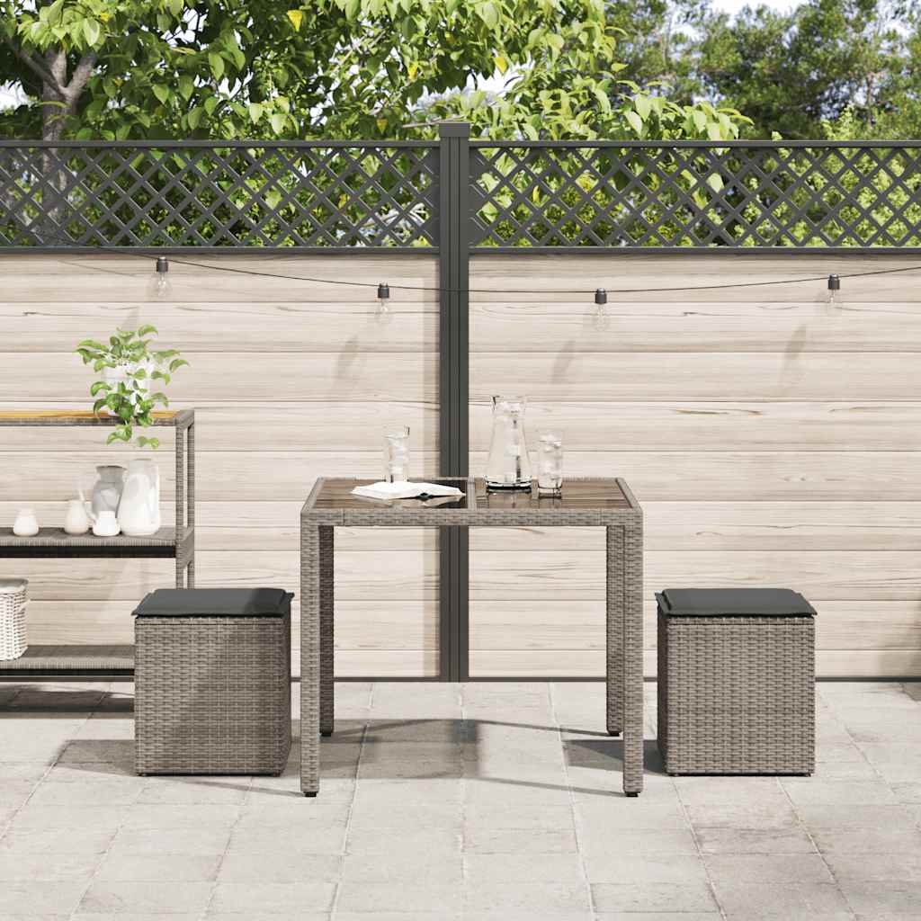 Sgabelli Giardino con Cuscini 2 pz Grigio 40x40x43cm Polyrattan 4104041