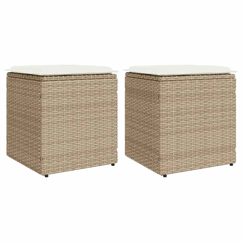 Sgabelli Giardino con Cuscini 4pz Beige 40x40x43 cm Polyrattan 4104043