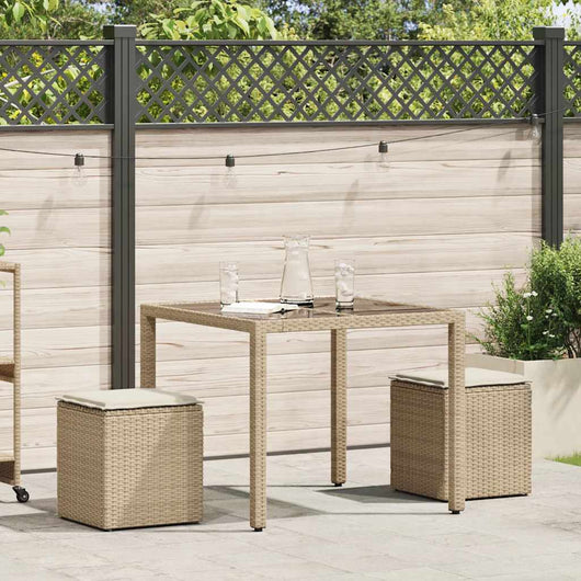 Sgabelli Giardino con Cuscini 4pz Beige 40x40x43 cm Polyrattan 4104043