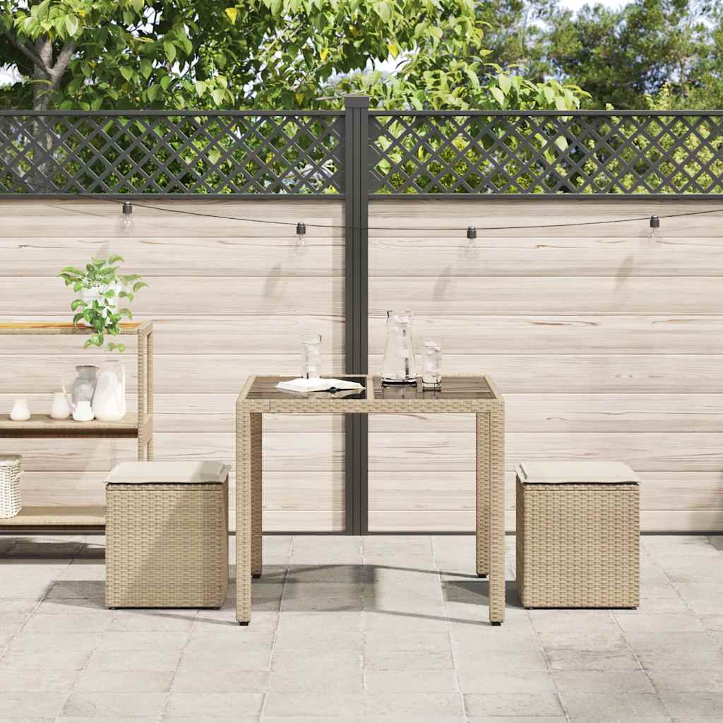 Sgabelli Giardino con Cuscini 4pz Beige 40x40x43 cm Polyrattan 4104043