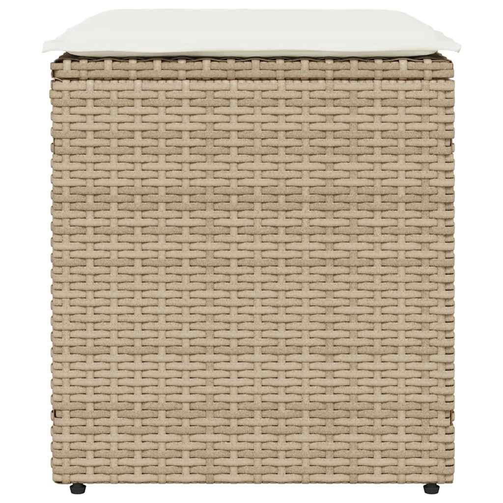 Sgabelli Giardino con Cuscini 4pz Beige 40x40x43 cm Polyrattan 4104043